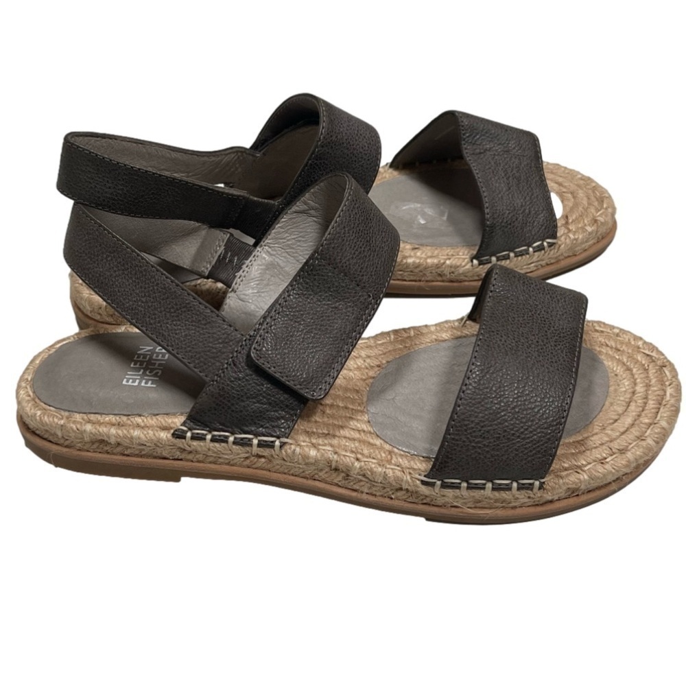 NWOT Eileen Fisher Max Metallic Espadrille Sandals Size 8 Leather